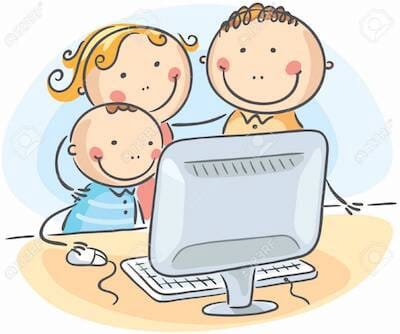 Family with a computer