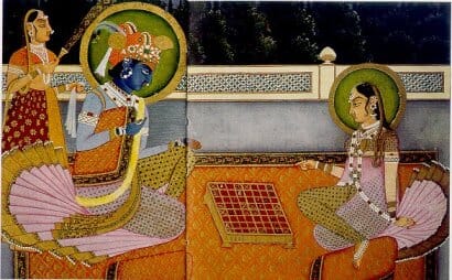 Krishna playing chess