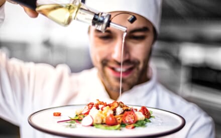 Chef making a dish